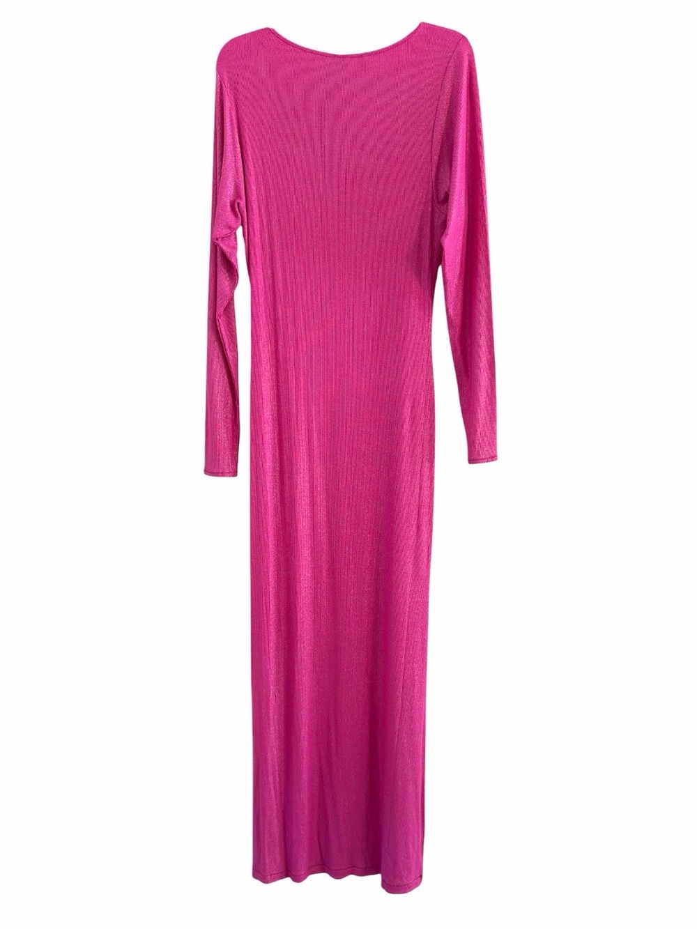 NWT SKIMS Soft Lounge Shimmer Long Sleeve Maxi Dress Fuchsia Foil Pink 2X RARE - Picture 5 of 14